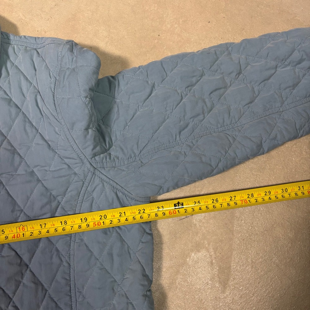 LL Bean Womens XL Quilted Barn Jacket Blue Plaid Lined Button Front Coat - Picture 7 of 8